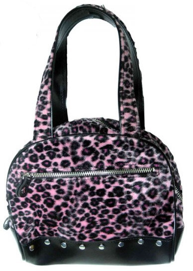 BOLSO BOWLING PEQUEÑO CON CREMALLERA LEOPARDO ROSA